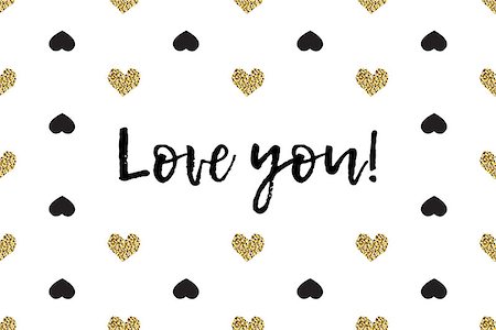 simsearch:400-09089937,k - Valentine greeting card with text, black and gold hearts. Inscription - Love you Stock Photo - Budget Royalty-Free & Subscription, Code: 400-08837584