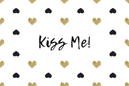 simsearch:400-09089937,k - Valentine greeting card with text, black and gold hearts. Inscription - Kiss Me Stock Photo - Budget Royalty-Free & Subscription, Code: 400-08837583