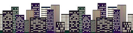 simsearch:400-05157115,k - Cityscape at night on white background. Horizontal seamless. Vector illustration. Foto de stock - Super Valor sin royalties y Suscripción, Código: 400-08837659