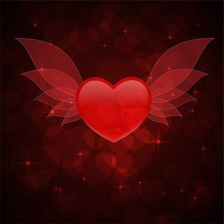 simsearch:400-07955839,k - heart with wings for valentines day card. Vector illustration Foto de stock - Super Valor sin royalties y Suscripción, Código: 400-08837666