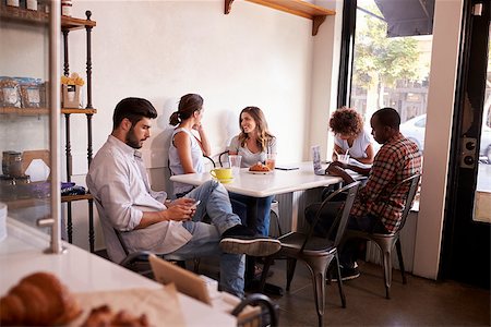 student latino business casual - Five young adults hanging out at a coffee shop Stock Photo - Budget Royalty-Free & Subscription, Code: 400-08838027