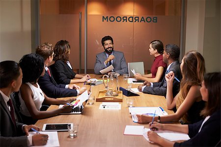 simsearch:400-08838985,k - Corporate business people at an evening boardroom meeting Stock Photo - Budget Royalty-Free & Subscription, Code: 400-08838846