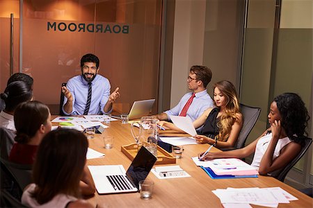 simsearch:400-08838985,k - Manager addressing team at an evening business meeting Stock Photo - Budget Royalty-Free & Subscription, Code: 400-08838893