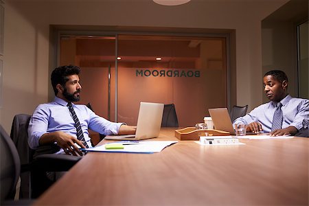 simsearch:400-08838924,k - Two middle aged businessman working late in office talking Stock Photo - Budget Royalty-Free & Subscription, Code: 400-08838918