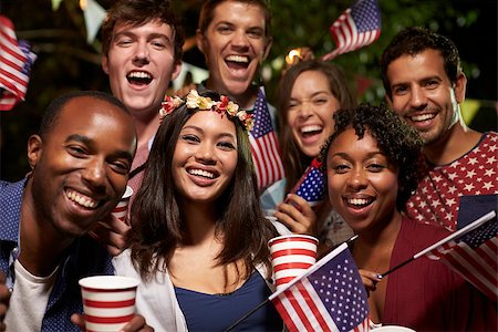 Portrait Of Friends At 4th Of July Holiday Backyard Party Stock Photo - Budget Royalty-Free & Subscription, Code: 400-08839130