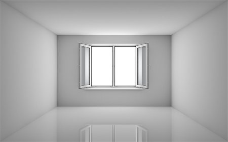 simsearch:400-07466067,k - White room and open window. 3D illustration. Template for design Stock Photo - Budget Royalty-Free & Subscription, Code: 400-08832786