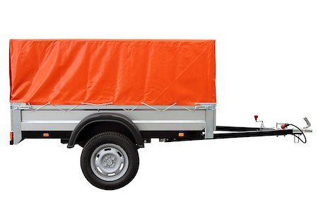 Orange car trailer, isolated on white background. Stock Photo - Budget Royalty-Free & Subscription, Code: 400-08833004