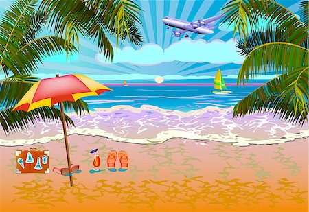 sea postcards vector - Vector Banner Summer vacation and travel design Stock Photo - Budget Royalty-Free & Subscription, Code: 400-08833065