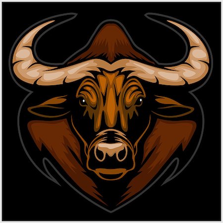 head of bull - vector illustration on dark background Stock Photo - Budget Royalty-Free & Subscription, Code: 400-08833108