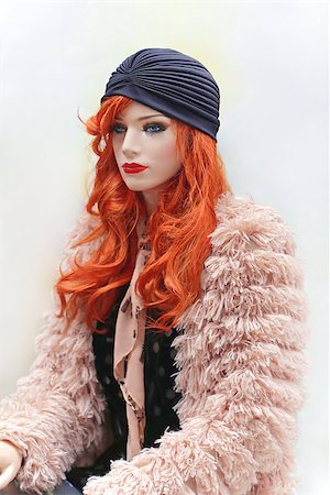 Mannequin Doll With Red Hair and Hat Stock Photo - Budget Royalty-Free & Subscription, Code: 400-08833116