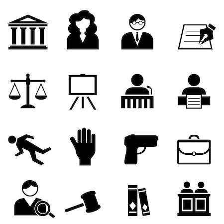 Law, legal, justice and court icon set Stock Photo - Budget Royalty-Free & Subscription, Code: 400-08833162