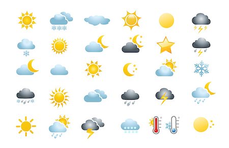 30 weather icons on white background Stock Photo - Budget Royalty-Free & Subscription, Code: 400-08833230