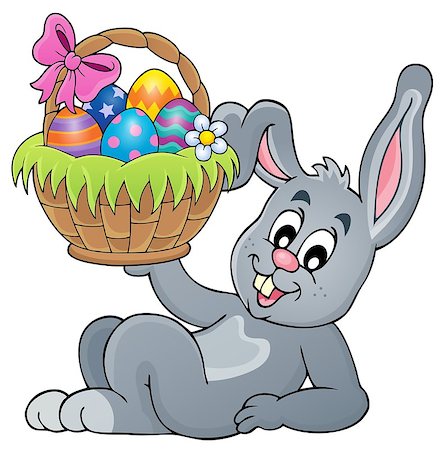 simsearch:400-09098381,k - Bunny holding Easter basket theme 5 - eps10 vector illustration. Stock Photo - Budget Royalty-Free & Subscription, Code: 400-08833379