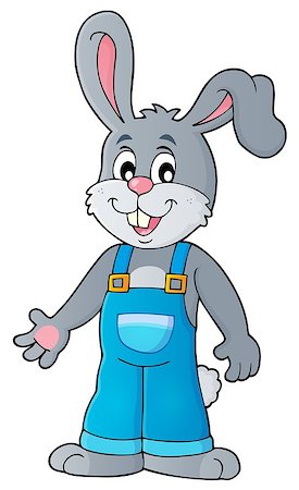 rabbit ears clipart - Happy bunny in overalls - eps10 vector illustration. Stock Photo - Budget Royalty-Free & Subscription, Code: 400-08833395