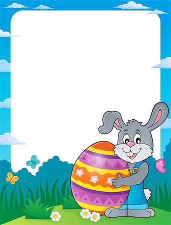 simsearch:400-09098381,k - Frame with bunny holding big Easter egg - eps10 vector illustration. Stock Photo - Budget Royalty-Free & Subscription, Code: 400-08833392