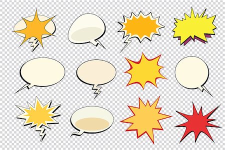 smoke dust - Set of comic bubbles isolated. Pop art retro vector illustration. The square background transparency Stock Photo - Budget Royalty-Free & Subscription, Code: 400-08833406