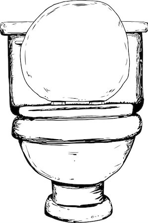 Single hand drawn outlined toilet with open lid from front view Stock Photo - Budget Royalty-Free & Subscription, Code: 400-08833438