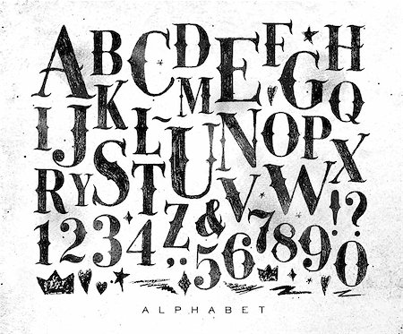 simsearch:400-08793224,k - Vintage gothic font in retro style drawing on dirty paper background Photographie de stock - Aubaine LD & Abonnement, Code: 400-08833631