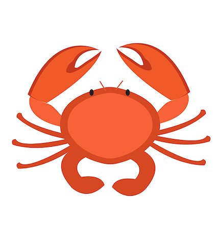 Crab icon flat style. Isolated on white background. Vector illustration, clip art Stock Photo - Budget Royalty-Free & Subscription, Code: 400-08833680