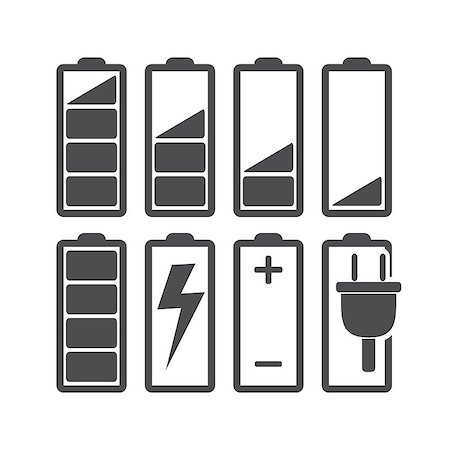 Set of battery level indicators. Vector illustration. Stock Photo - Budget Royalty-Free & Subscription, Code: 400-08833927