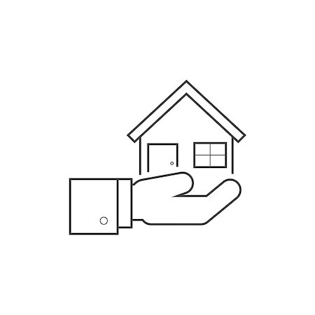 simsearch:400-08967527,k - Hand holding house line icon on white background Stock Photo - Budget Royalty-Free & Subscription, Code: 400-08833934