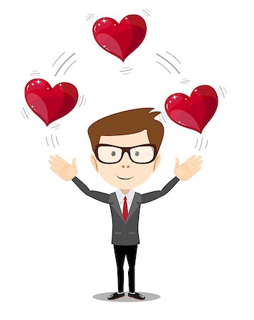 Business man juggling hearts . Stock vector illustration Stock Photo - Budget Royalty-Free & Subscription, Code: 400-08833955