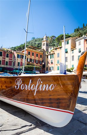 simsearch:400-07212378,k - The name of the famous Portofino town in Italy on a boatside - landmark sign, no copyright Foto de stock - Royalty-Free Super Valor e Assinatura, Número: 400-08864716