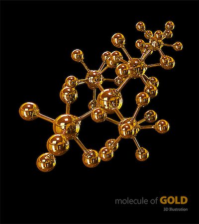 simsearch:400-04923097,k - 3D Illustration, Gold Molecule isolated black background Foto de stock - Super Valor sin royalties y Suscripción, Código: 400-08861119