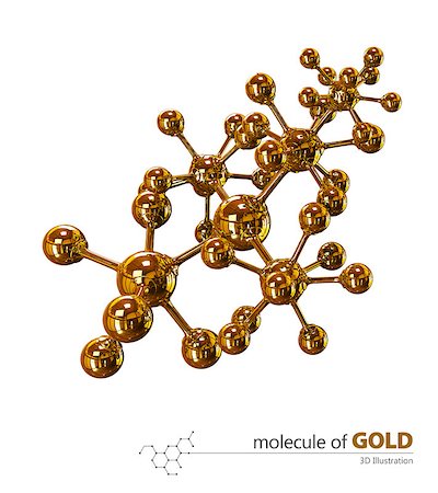 simsearch:400-04923097,k - 3D Illustration, Gold Molecule isolated white background Foto de stock - Super Valor sin royalties y Suscripción, Código: 400-08861120