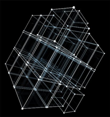 simsearch:400-09031505,k - Abstract cubes. Network connection on black background. 3D illustration Stock Photo - Budget Royalty-Free & Subscription, Code: 400-08861413