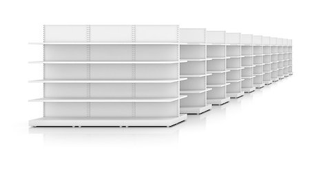 simsearch:400-08863068,k - Racks with shelves isolated on white background. 3d rendering Fotografie stock - Microstock e Abbonamento, Codice: 400-08861426