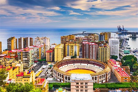 plaza de toros andalucia - Malaga, Spain  skyline towards the Mediterranean Sea. Stock Photo - Budget Royalty-Free & Subscription, Code: 400-08861626