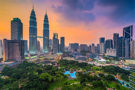 Kuala Lumpur, Malaysia skyline at dusk over the park. Stock Photo - Budget Royalty-Free & Subscription, Code: 400-08861646