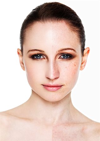 rettich - Beauty retouching techniques makeup and skincare on white background Stock Photo - Budget Royalty-Free & Subscription, Code: 400-08861671
