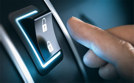 pushing door - Finger about to press a car lock button. Black background Stock Photo - Budget Royalty-Free & Subscription, Code: 400-08861696