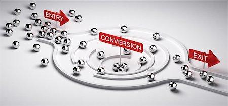 diagrammatic funnel - 3D illustration of a conversion funnel with entry and exit, Business or Marketing concept of leads to sales ratio, horizontal image. Stock Photo - Budget Royalty-Free & Subscription, Code: 400-08861698