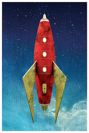 simsearch:400-08786212,k - 3d illustration of a space rocket in an old postcard Photographie de stock - Aubaine LD & Abonnement, Code: 400-08861793