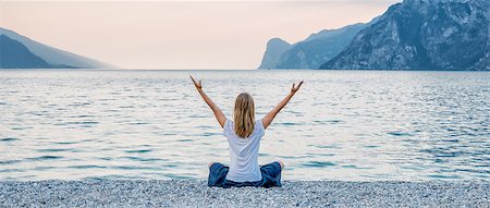 serenity and yoga practicing at the lake Garda Stock Photo - Budget Royalty-Free & Subscription, Code: 400-08861915