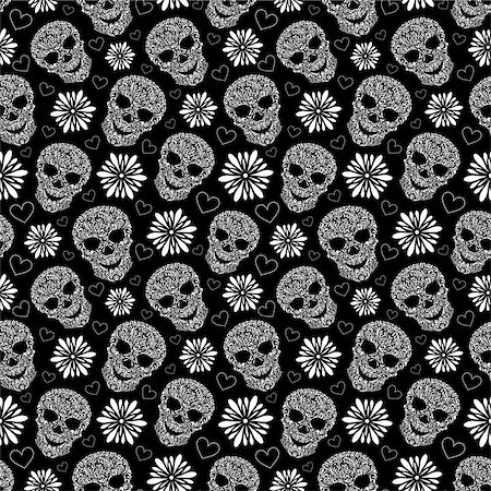 simsearch:400-07034577,k - illustration of seamless pattern with abstract floral skulls Stock Photo - Budget Royalty-Free & Subscription, Code: 400-08862082
