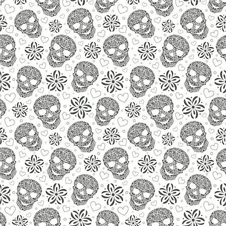 simsearch:400-07034577,k - illustration of seamless pattern with abstract floral skulls Stock Photo - Budget Royalty-Free & Subscription, Code: 400-08862083