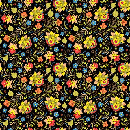 simsearch:622-06369308,k - Illustration of seamless pattern with traditional russian floral ornament.Khokhloma. Stock Photo - Budget Royalty-Free & Subscription, Code: 400-08862090