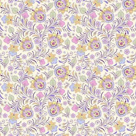 simsearch:622-06369308,k - Illustration of seamless pattern with abstract flowers.Floral background Stock Photo - Budget Royalty-Free & Subscription, Code: 400-08862092