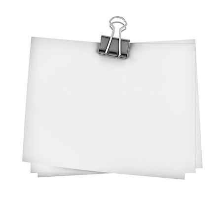 simsearch:400-09224024,k - Binder clip and stack of paper. Isolated on white. 3D rendering Stock Photo - Budget Royalty-Free & Subscription, Code: 400-08862301