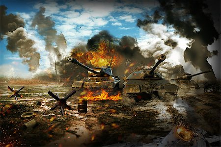 simsearch:400-07166891,k - Battle Tank in the war zone. Tank mission to destroy enemy targets Stock Photo - Budget Royalty-Free & Subscription, Code: 400-08862499