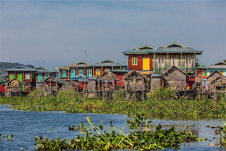 floating houses on the canal of the Inle Lake Shan state in Myanmar Stock Photo - Budget Royalty-Free & Subscription, Code: 400-08862722