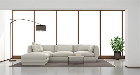 simsearch:400-08797073,k - Minimalist living room with white sofa and large window on background - 3d rendering Photographie de stock - Aubaine LD & Abonnement, Code: 400-08862854