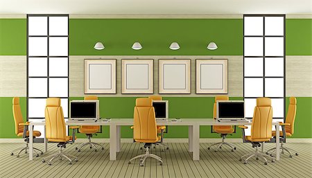 simsearch:6122-07698480,k - Modern boardroom with large meeting table with laptop - 3d rendering Stock Photo - Budget Royalty-Free & Subscription, Code: 400-08862855