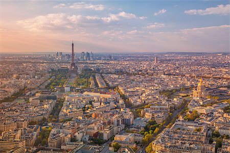 paris rooftops skyline eiffel - Aerial image of Paris, France during golden sunset hour. Stock Photo - Budget Royalty-Free & Subscription, Code: 400-08862932