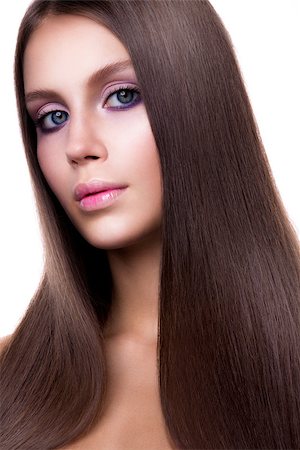 simsearch:400-08093594,k - Hair. Beauty Woman with Very Long Healthy and Shiny Smooth Brown Hair. Model Brunette Girl Portrait isolated on a white background. Gorgeous Hair Foto de stock - Super Valor sin royalties y Suscripción, Código: 400-08862950