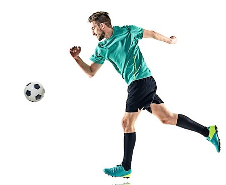 simsearch:400-08863143,k - one caucasian soccer player man running isolated on white background Stock Photo - Budget Royalty-Free & Subscription, Code: 400-08863144